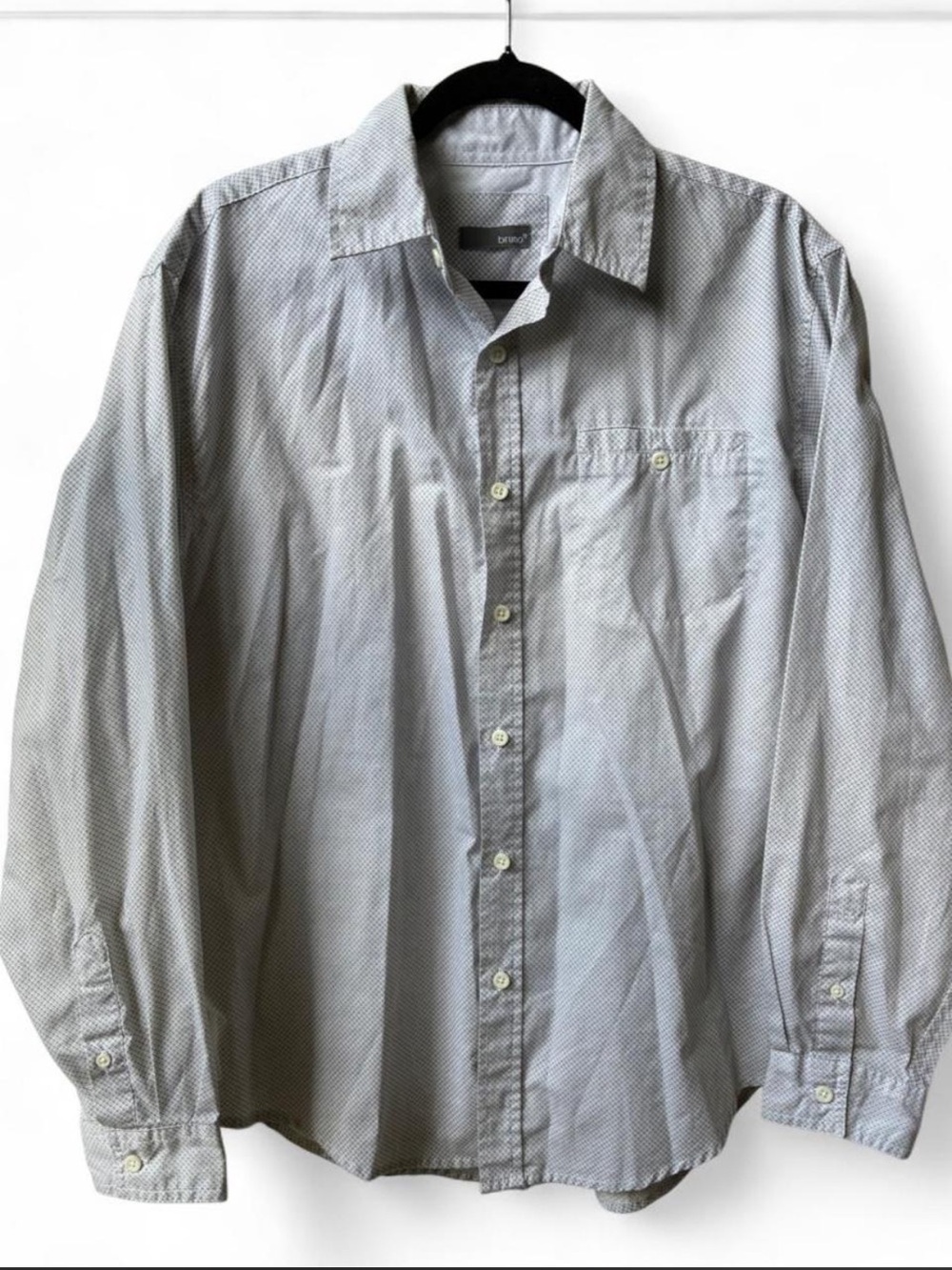 Bruno Men's Light Gray and white Button-Up long sleeve Dress Shirt business M